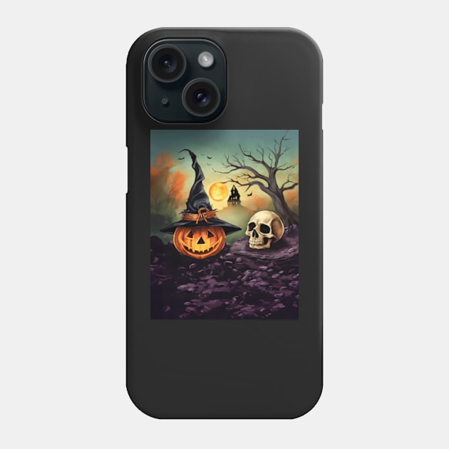 Halloween Scene Phone Case by ArtFactoryAI