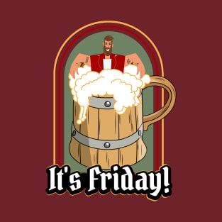 It's Friday Man In a Wooden Beer Mug T-Shirt