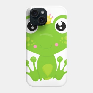 Cute Frog, Green Frog, Frog Princess, Crown Phone Case