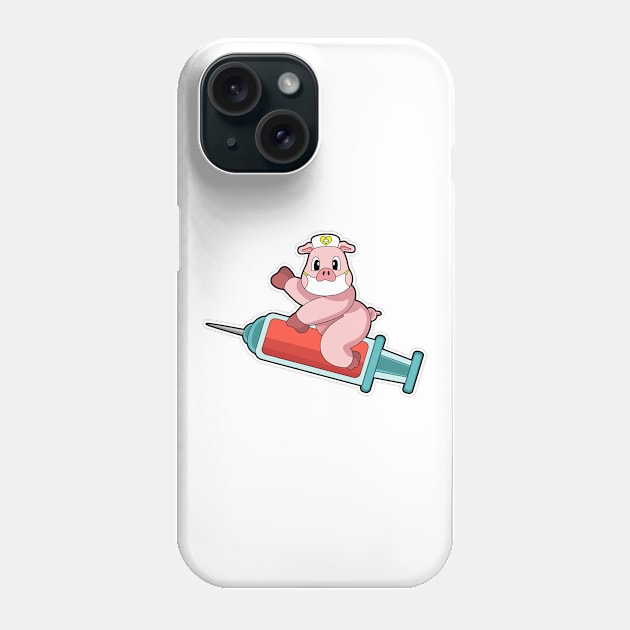 Pig Nurse Syringe Phone Case by Markus Schnabel