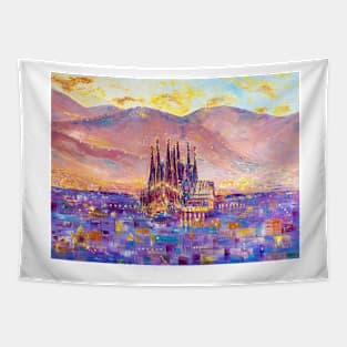 Barcelona In a Beautiful Evening Dress Tapestry