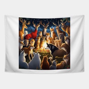 Animal Christmas Tapestry