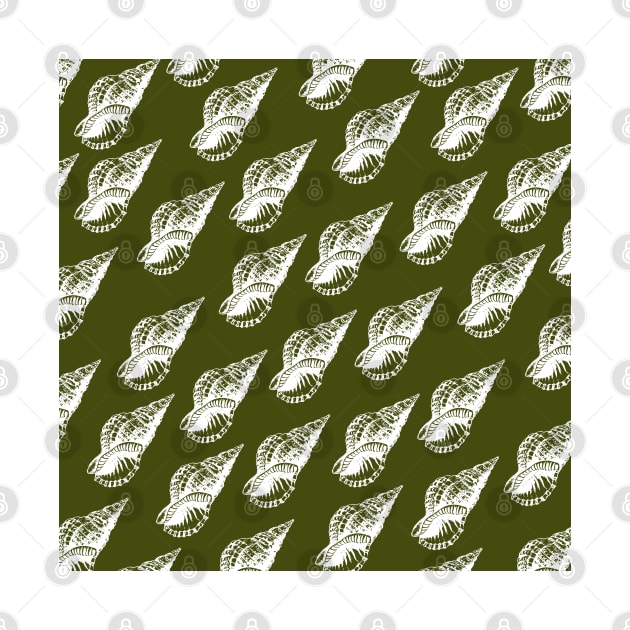 tulip shell aloha print pattern green and white by maplunk