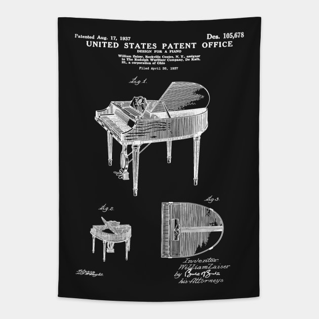 Wurlitzer Piano Patent White Tapestry by Luve