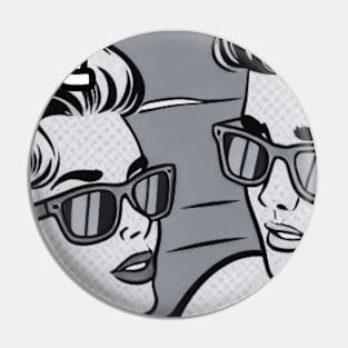 Theather life Romance Pop Art Black and White Pin