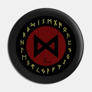 Red Dagaz Elder Futhark Rune Symbol Pin