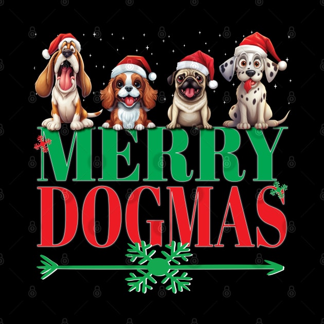 Christmas Dogs With Santa Hat Merry Dogmas Xmas Puppies Dog by Envision Styles