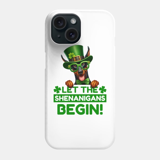 Let the Shenanigans Begin Doberman Phone Case by Tee Li’s