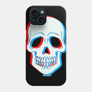 3D Glitch Skull (Red and Blue Version) Phone Case