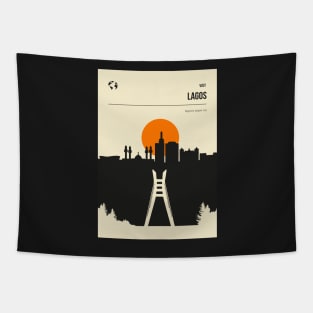 Lagos Nigeria Vintage Book Cover Skyline Travel Poster Tapestry