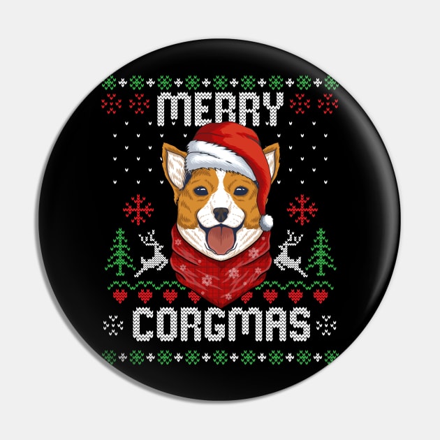 Merry Corgmas Ugly Christmas Sweater Funny Xmas Corgi Gift Pin by Eleganto4Tee