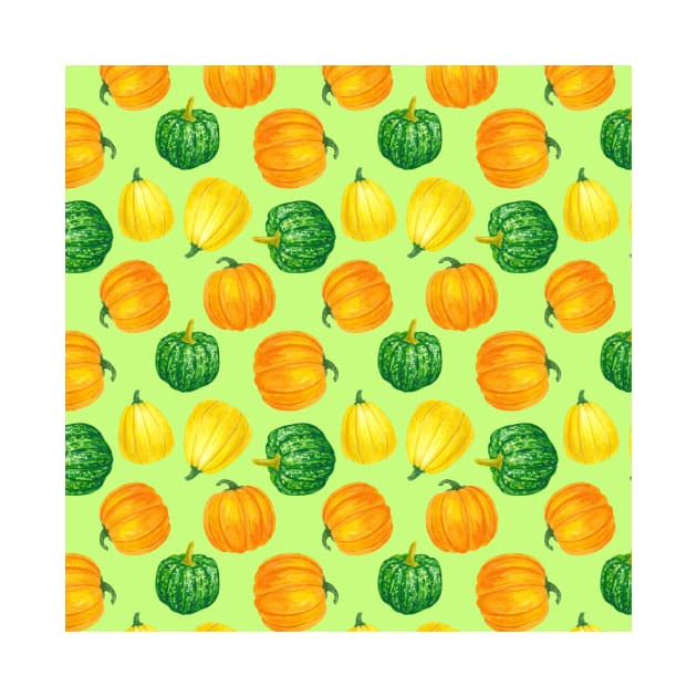 Pumpkins watercolor pattern 2 by katerinamk