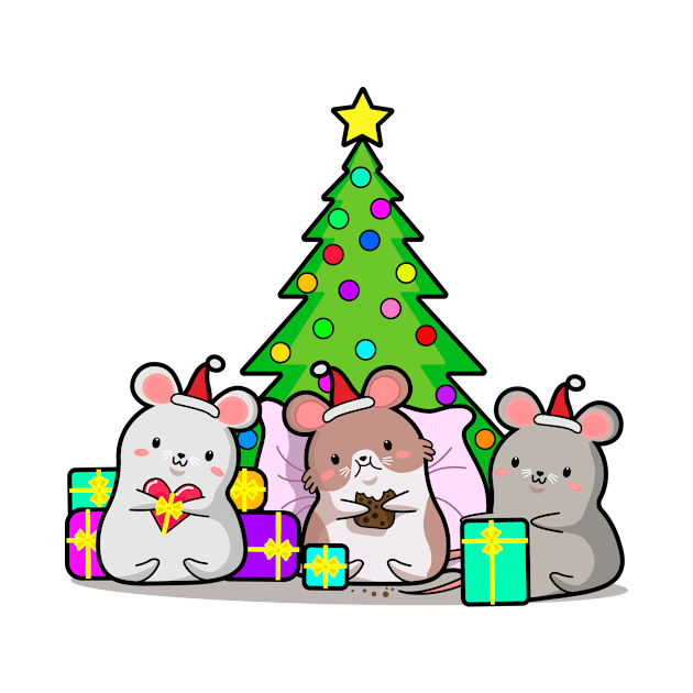 mouse with gifts, Christmas, new year, kawaii style. by SK1X