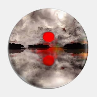 Red sunset abstract painting Pin