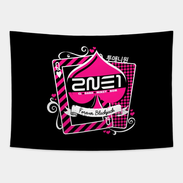 2NE1 Forever Blackjack Tapestry by skeletonvenus