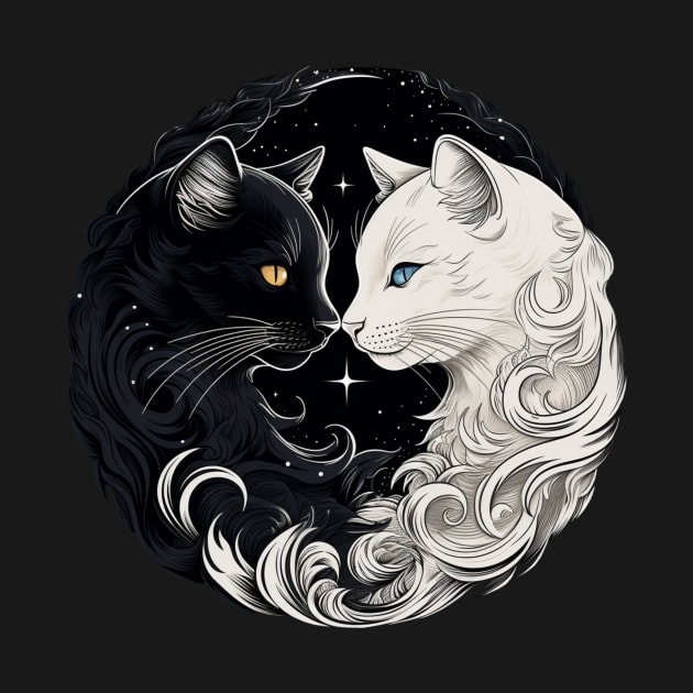 Cat Yin Yang: Feline Balance in Black & White by YUED