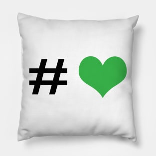 Hashtag green heart Pillow