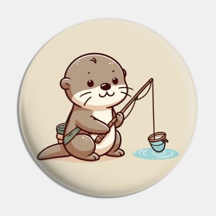 Cute otter Fishing Pin