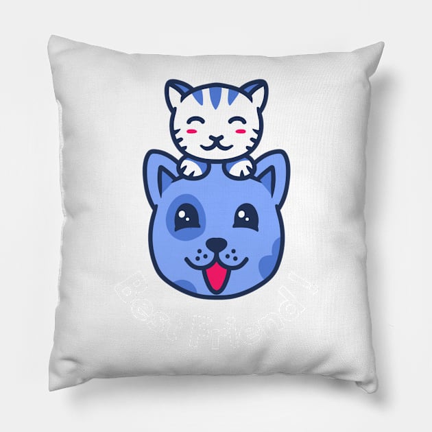 CAT AND DOG LOVE Pillow by ABAZ