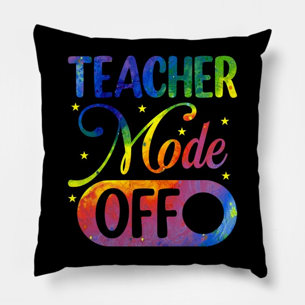 groovy teacher mode off Last Day Of School Summer Break Pillow by KRMOSH