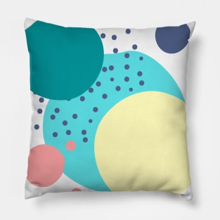 Art circles and dots pattern - green, blue and yellow Pillow