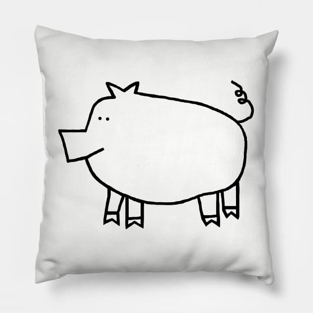 Pig Minimal Line Drawing Pillow by ellenhenryart