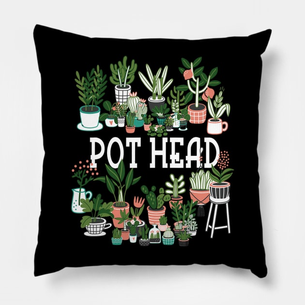 Plant Lover and Gardener Pot Head Succulent Pillow by cloutmantahnee