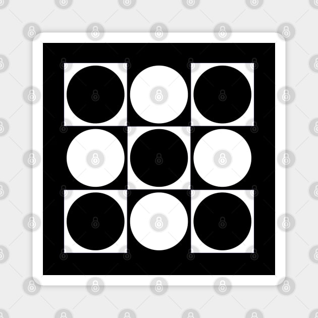 Black And White Circles And Squares Magnet by Pine Hill Goods