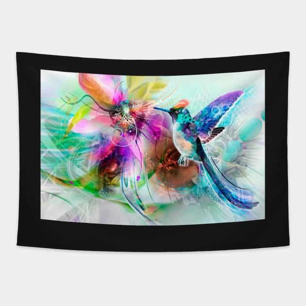 Hummingbird And Flower Tapestry by MushroomDreams