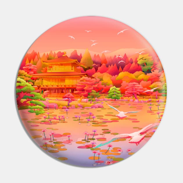 Kinkaku-Ji, the Temple of the Golden Pavilion Pin by Camila Illustration