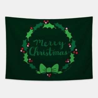 Merry Christmas Wreath Tapestry