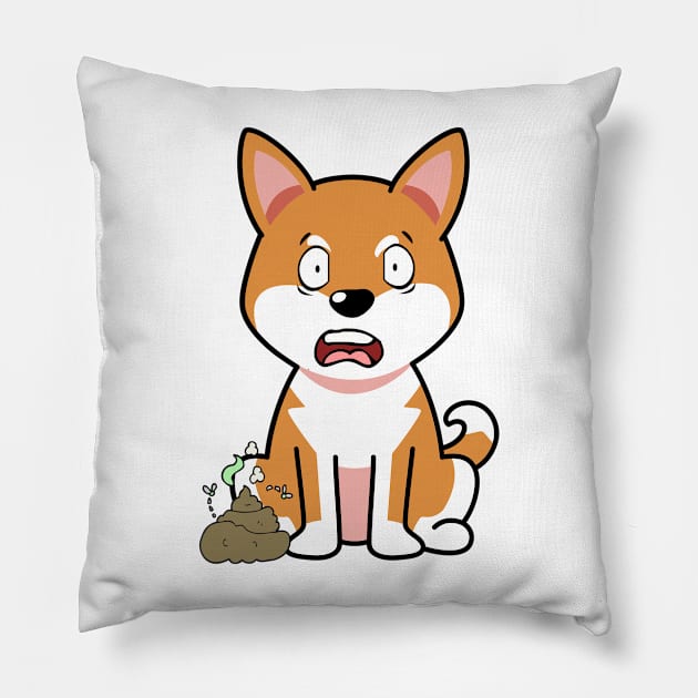 Funny orange dog smells stinky poo poo Pillow by Pet Station