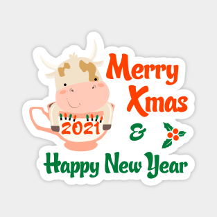 Merry Xmas and happy new year bull talisman Magnet