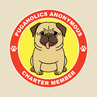 Pugaholics Anonymous Charter Member Pug Dog Lover (Tan) T-Shirt