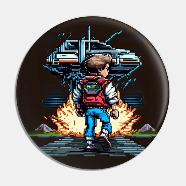 Marty Pixelated art Pin by Buff Geeks Art