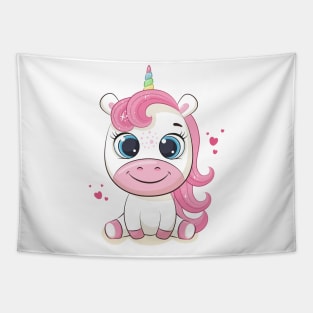 Adorable baby girl unicorn Tapestry