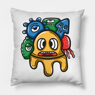 Monster Character Doodle Art Pillow