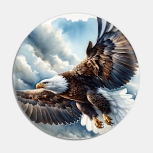 Sovereign Skies: Majestic Bald Eagle Watercolor Pin