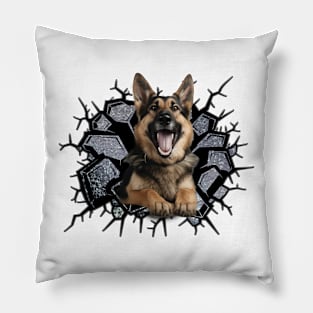 Funny German Shepherd Wall Crack Dog Lover Pillow