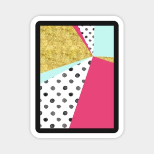 gold aqua pink dots color block abstract Magnet