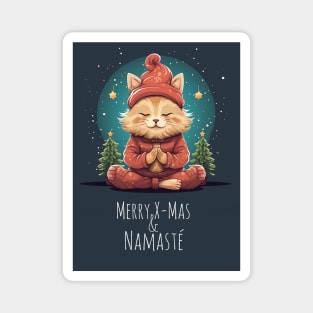 Yoga Meditation Christmas Cat Magnet