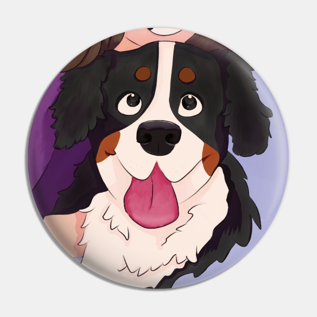 Bernese Mountain Dog with Brunette Mom Pin by FlippinTurtles