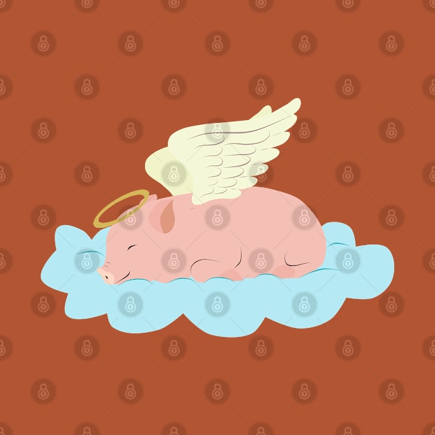 Piggy angel sleeping on a cloud by LittleAna