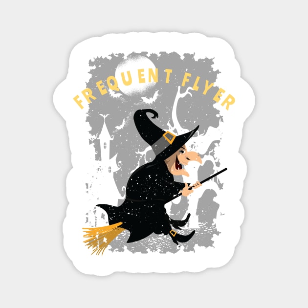 Funny Frequent Flyer Halloween Witch T-Shirt Magnet by gillys