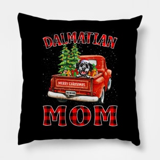 Christmas Dalmatian Mom Santa Hat Truck Tree Plaid Dog Mom Christmas Pillow