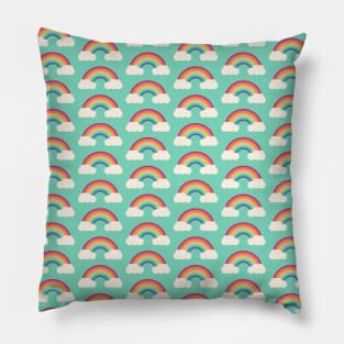 Retro Rainbow and Cloud Pattern Pillow