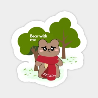 Cute Bear with me forest green garden illustration Magnet