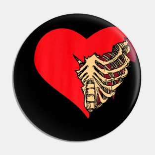 Skeleton Heart Rib Cage Red Heart Valentine's Day Women Girl Premium Pin