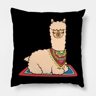 A alpaca sleeping on a carpet. Pillow