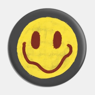 Yellow and Maroon Vintage Smiley Face Pin